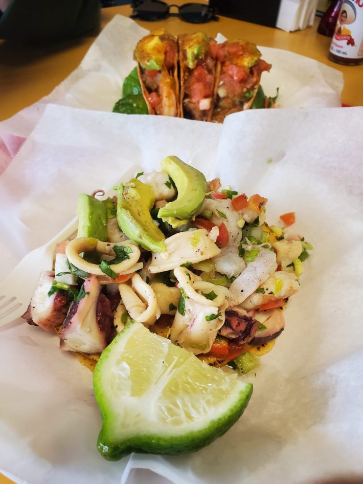 A ceviche tostada at Mariscos Rosarito.