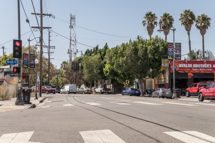 1st Street and Breed Street, Boyle Heights (the manhole no longer exists). Photo by Jared Cowan for L.A. TACO.