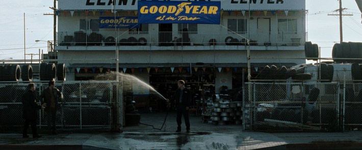 The Mechanic (Holt McCallany) tries to start a fight. Screenshot via Twentieth Century Fox.